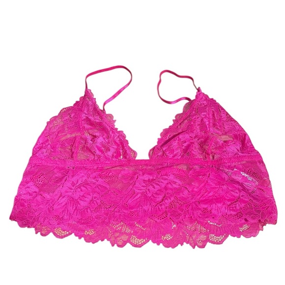 Free People Everyday Pink Lace Longline Bralette sz L New - Picture 2 of 8